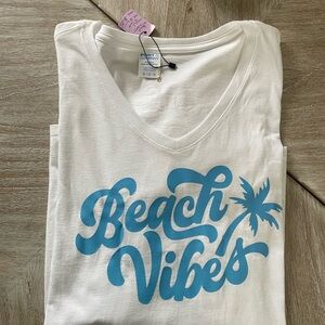 Port and Company White Tee with Blue Print